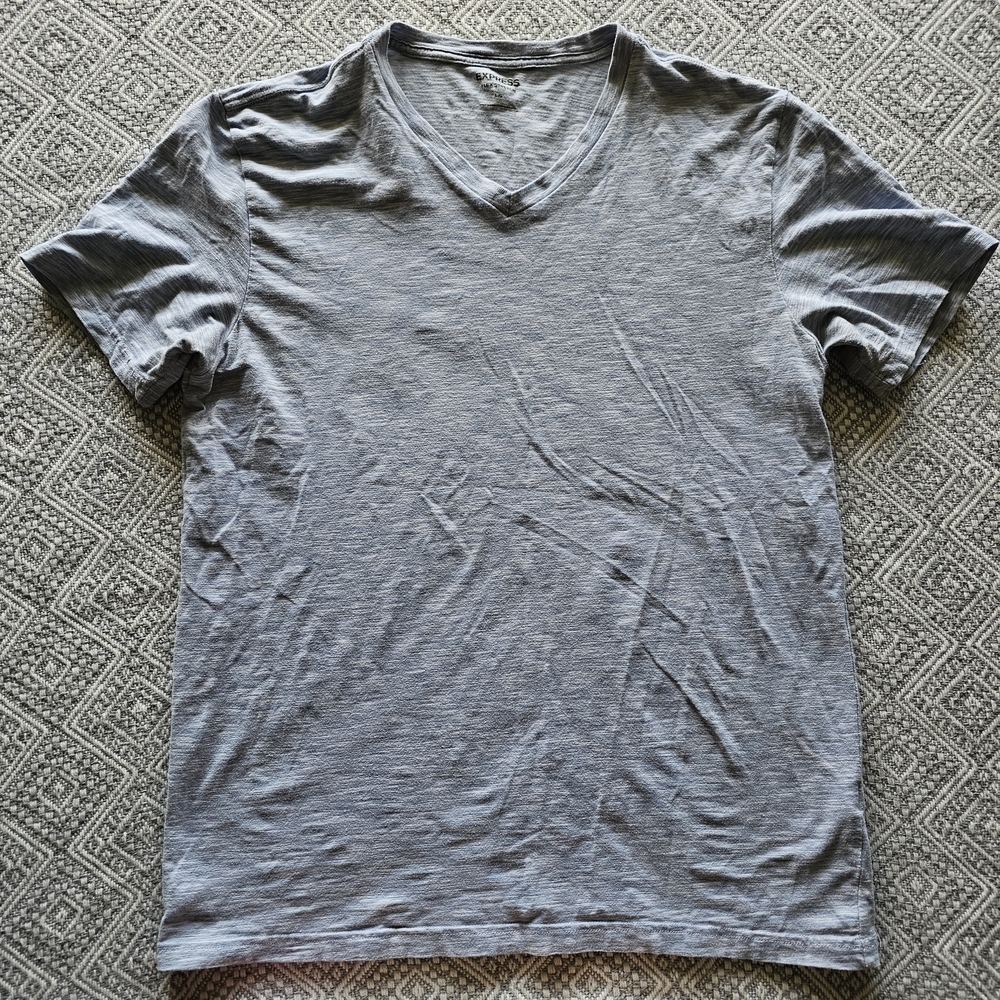 Express Men’s Flex Stretch V-Neck T-Shirt – Blue – Size Large